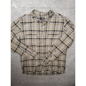 Hurley Men's Size XL Green & Black Plaid Flannel Button Up Shirt Grunge Skater